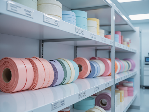 改性塑料样品展示，多种颜色和形状的塑料制品，技术研发实验室背景